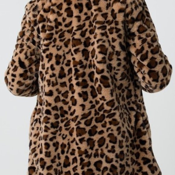 Leopard Print Faux Fur Coat - Picture 3 of 4